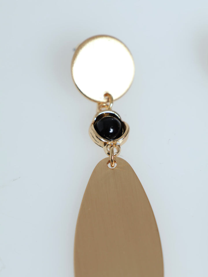 Brushed Metal Drop Earring - Gold