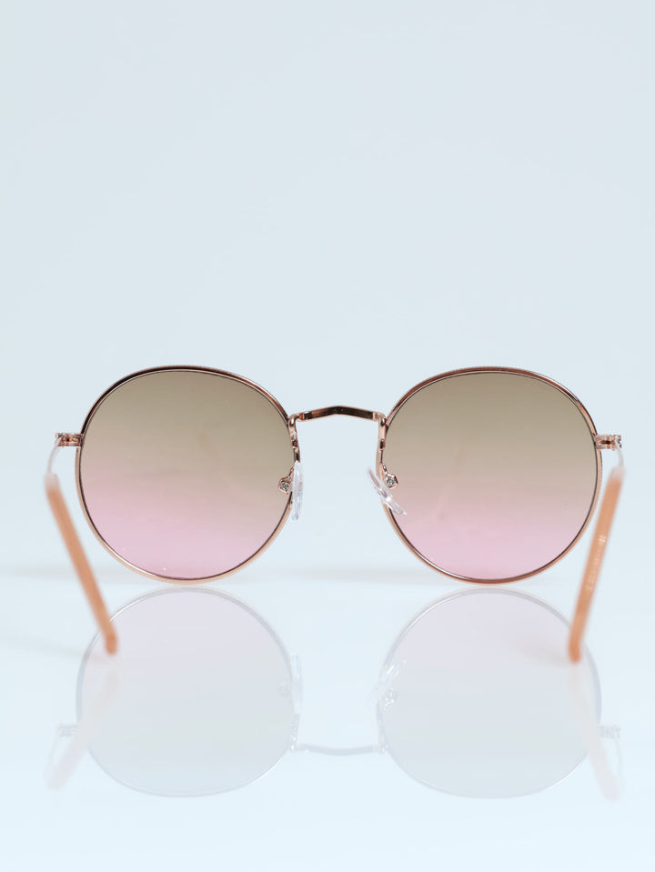 Round Gradient Lense Sungalsses - Rose Gold