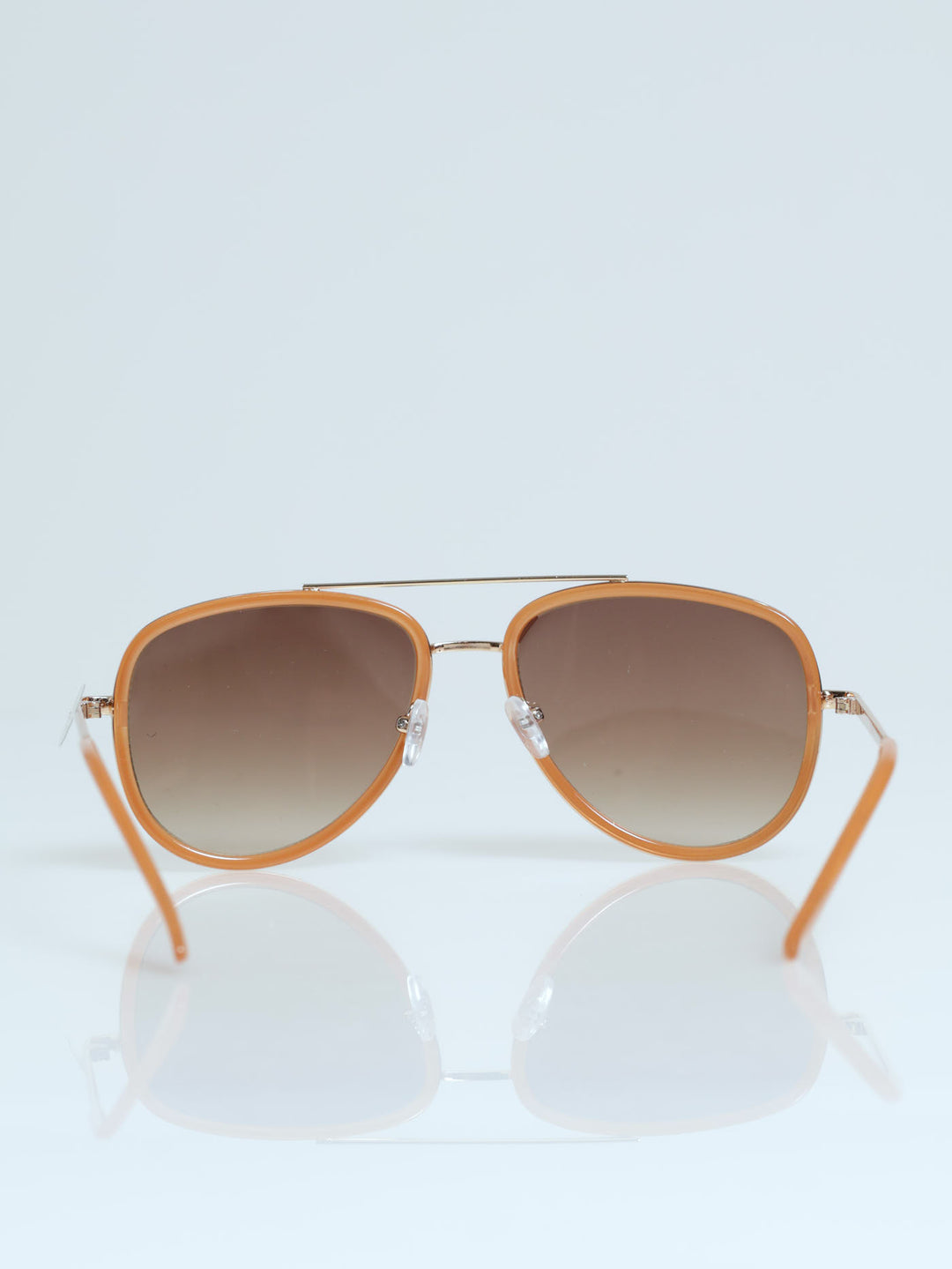 Milky Taupe Aviator Sunglasses - Gold