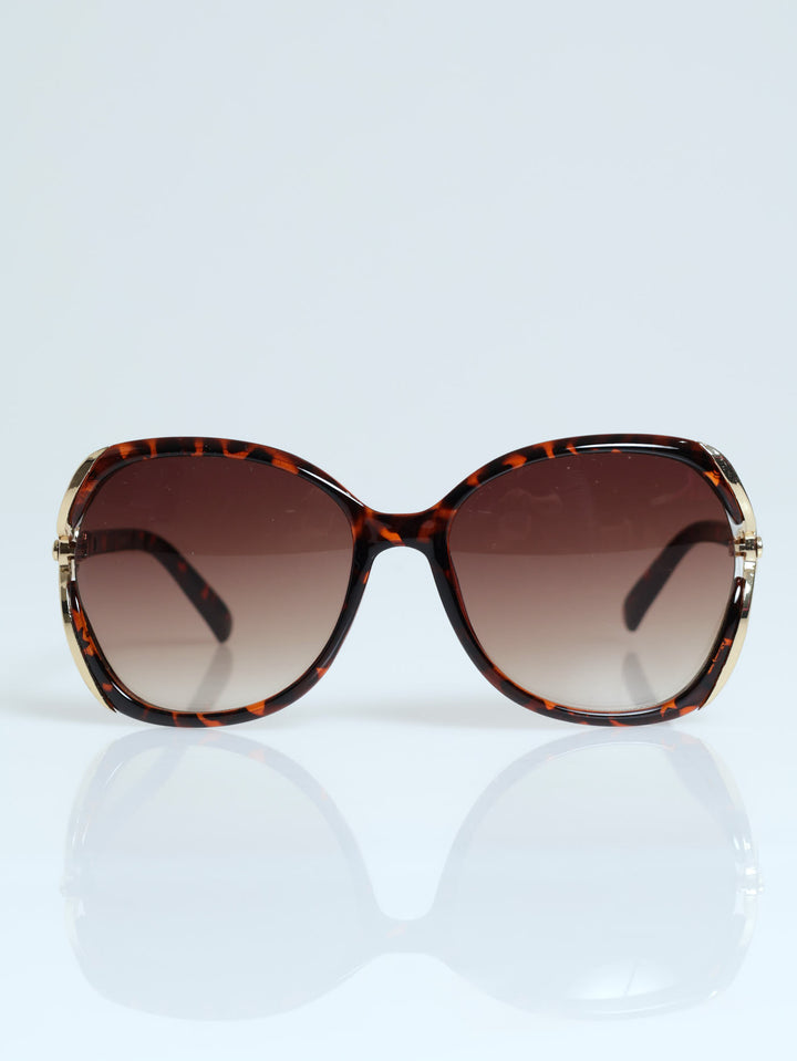 Gold Trim Temple Gradient Sunglasses - Tortoise