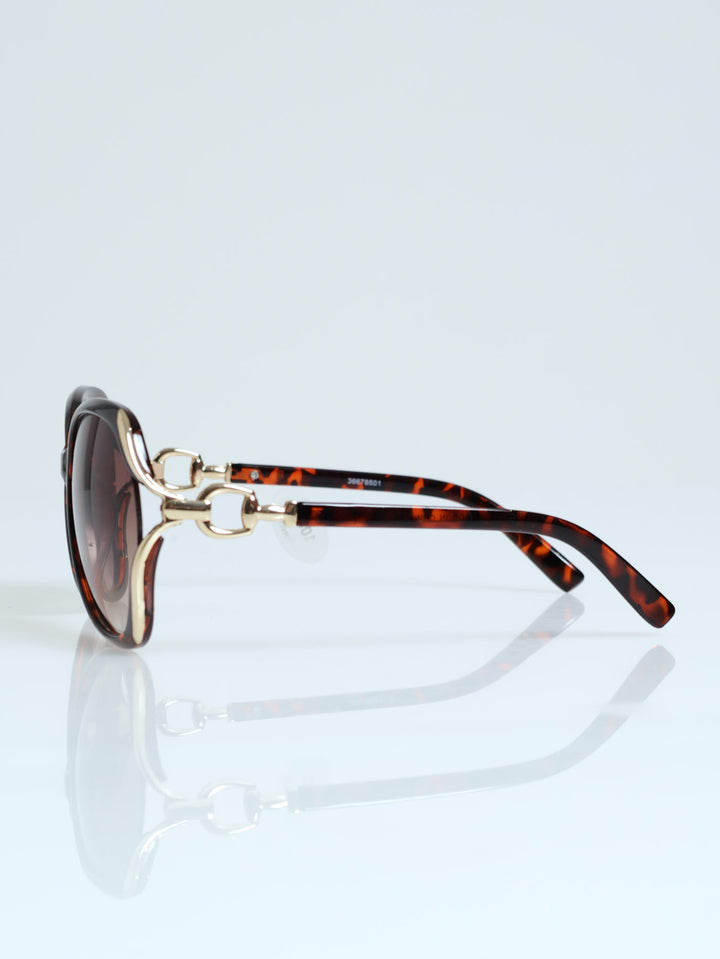 Gold Trim Temple Gradient Sunglasses - Tortoise