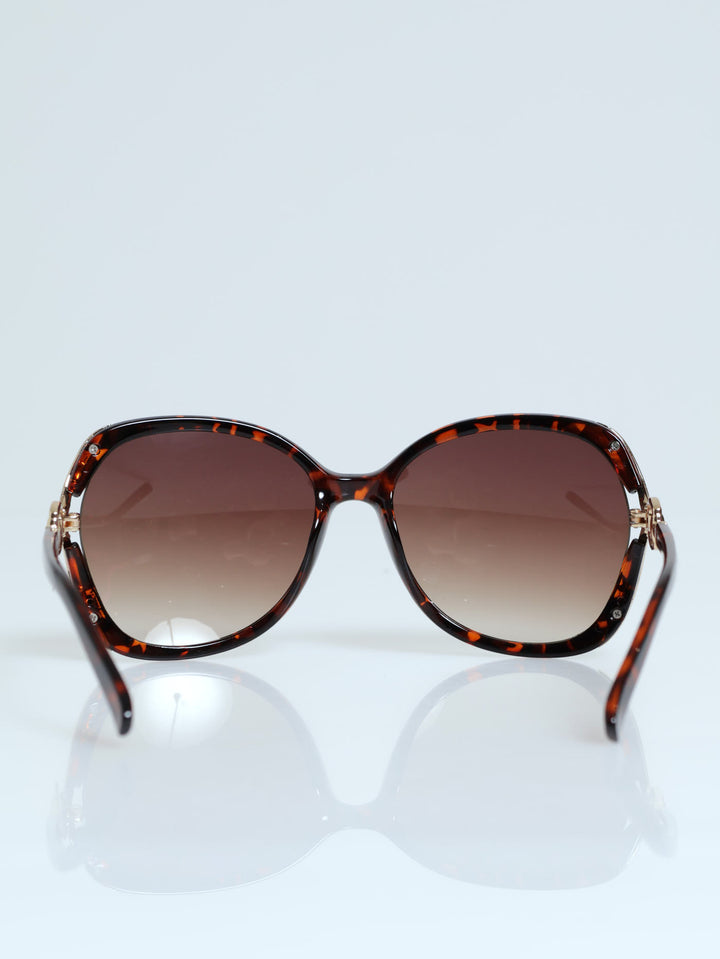 Gold Trim Temple Gradient Sunglasses - Tortoise