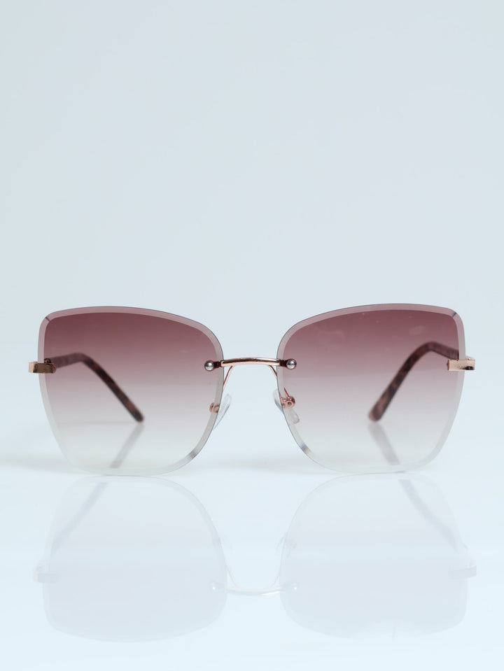 Frameless Square Gradient Temple Sunglasses - Rose Gold