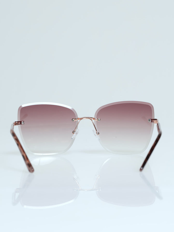 Frameless Square Gradient Temple Sunglasses - Rose Gold