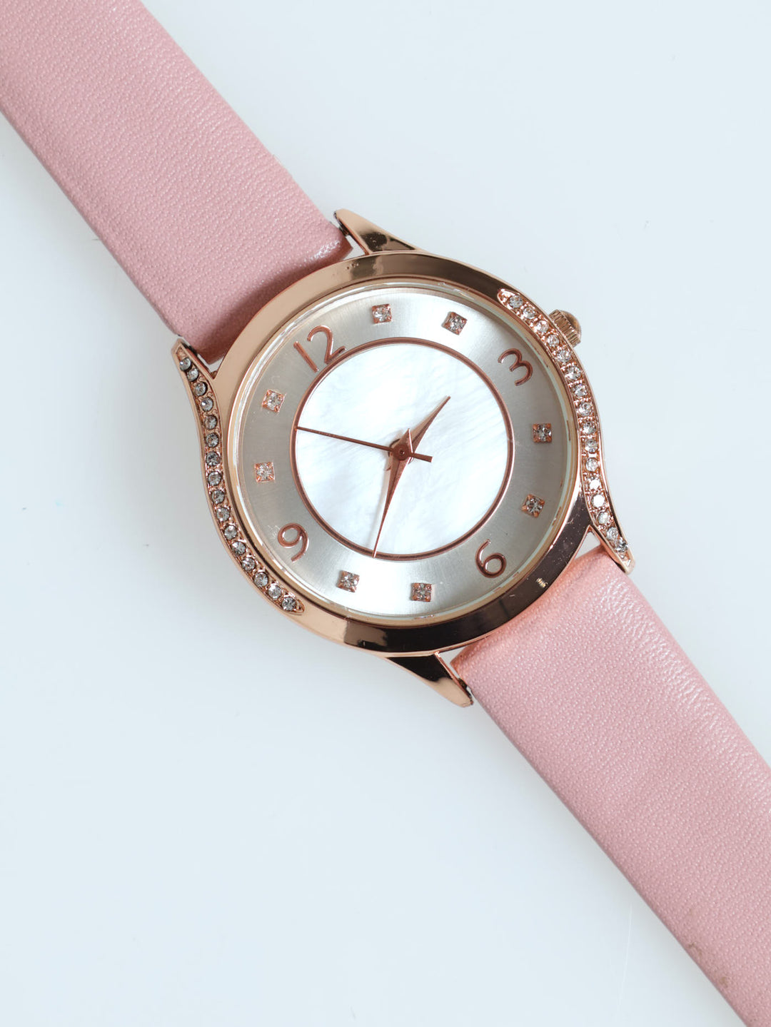 Diamante Detail Strap Watch - Rose Gold