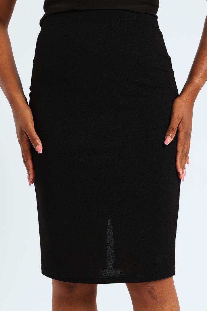 Basic Career Pencil Skirt - Black