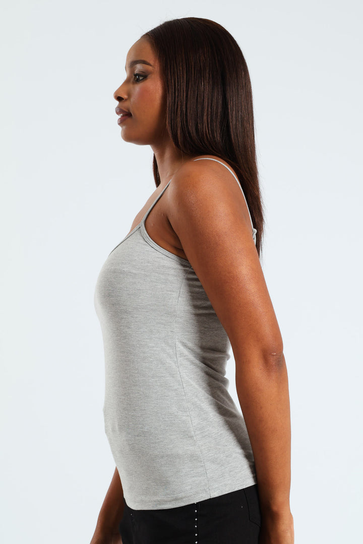 Sleeveless Cotton Lycra Cami - Grey Melange