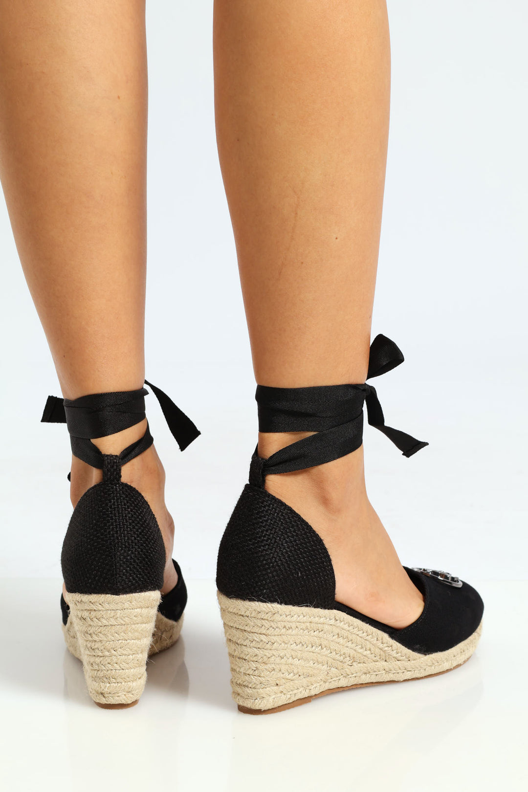 Jacquard Espadrille Wedge Heel - Black