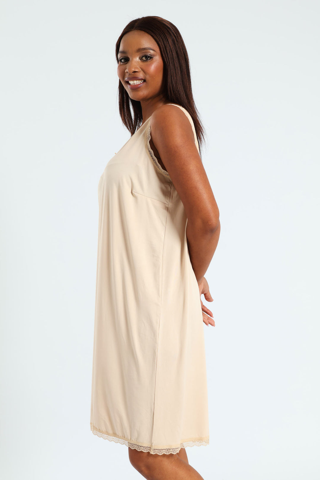 Full Slip With Lace - Beige