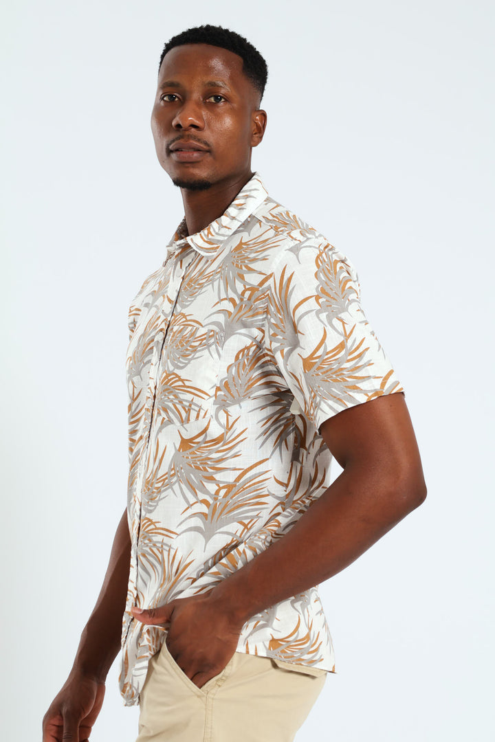 Palm Print Shirt - White