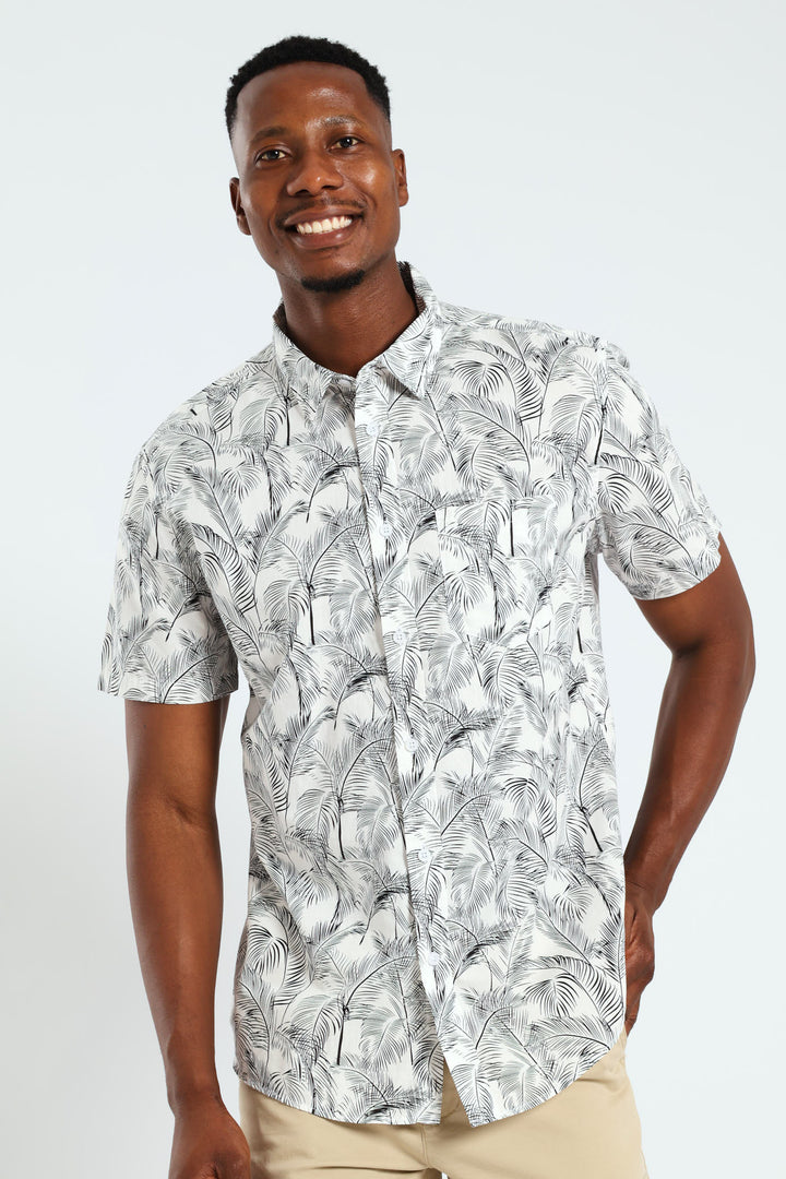 Short Sleeve Print Shirt - White/Black