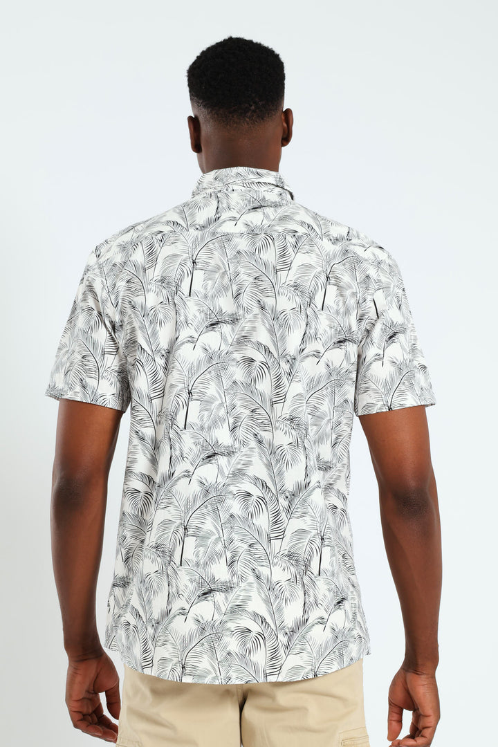 Short Sleeve Print Shirt - White/Black