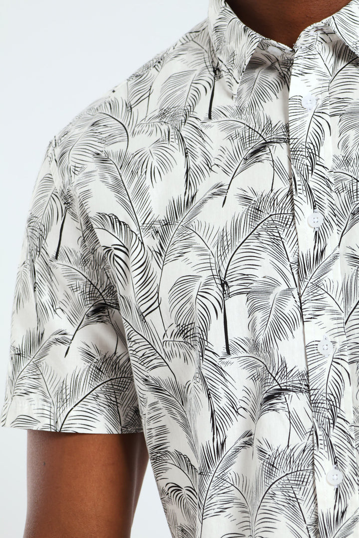 Short Sleeve Print Shirt - White/Black