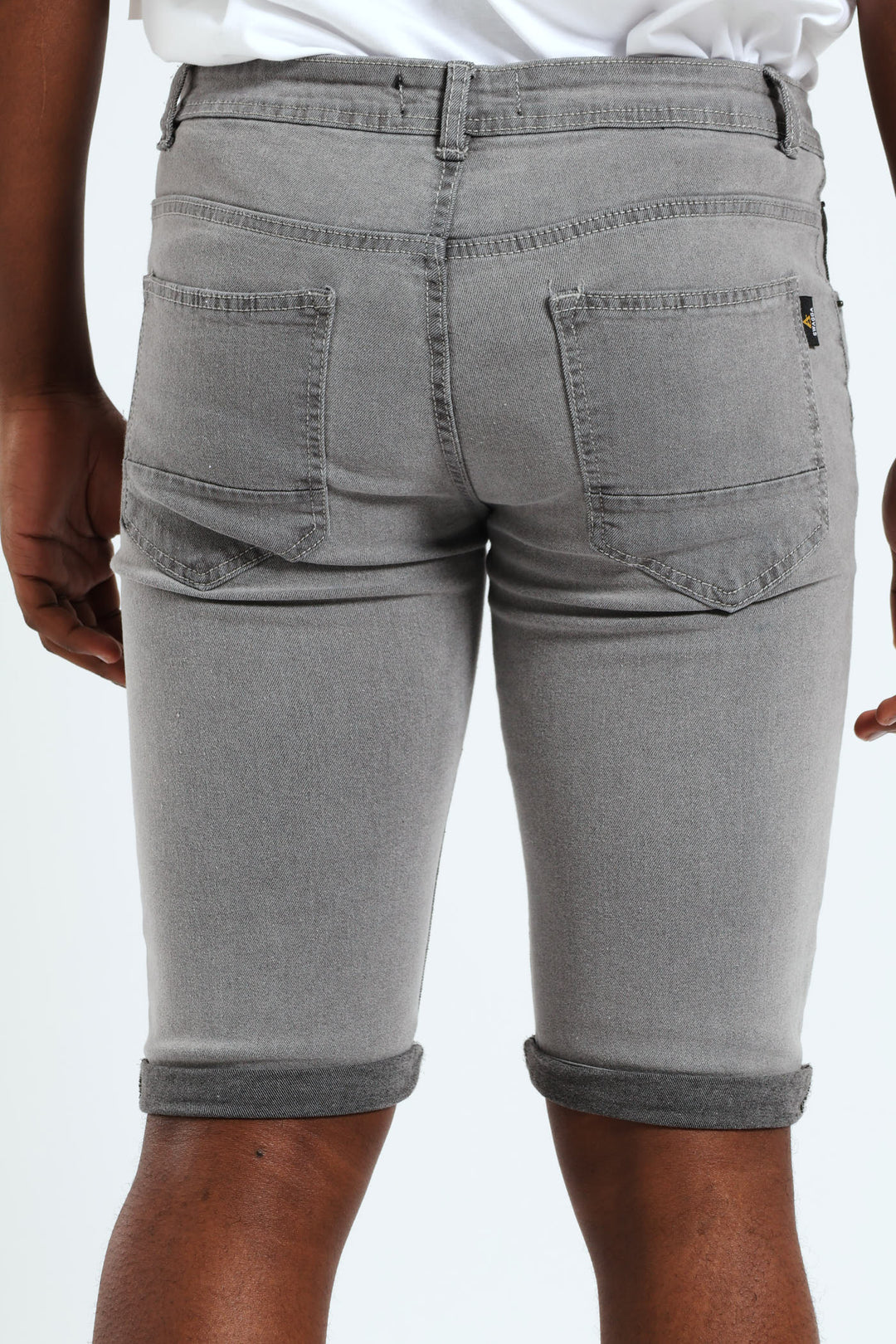 Turn Up Denim Short - Light Grey