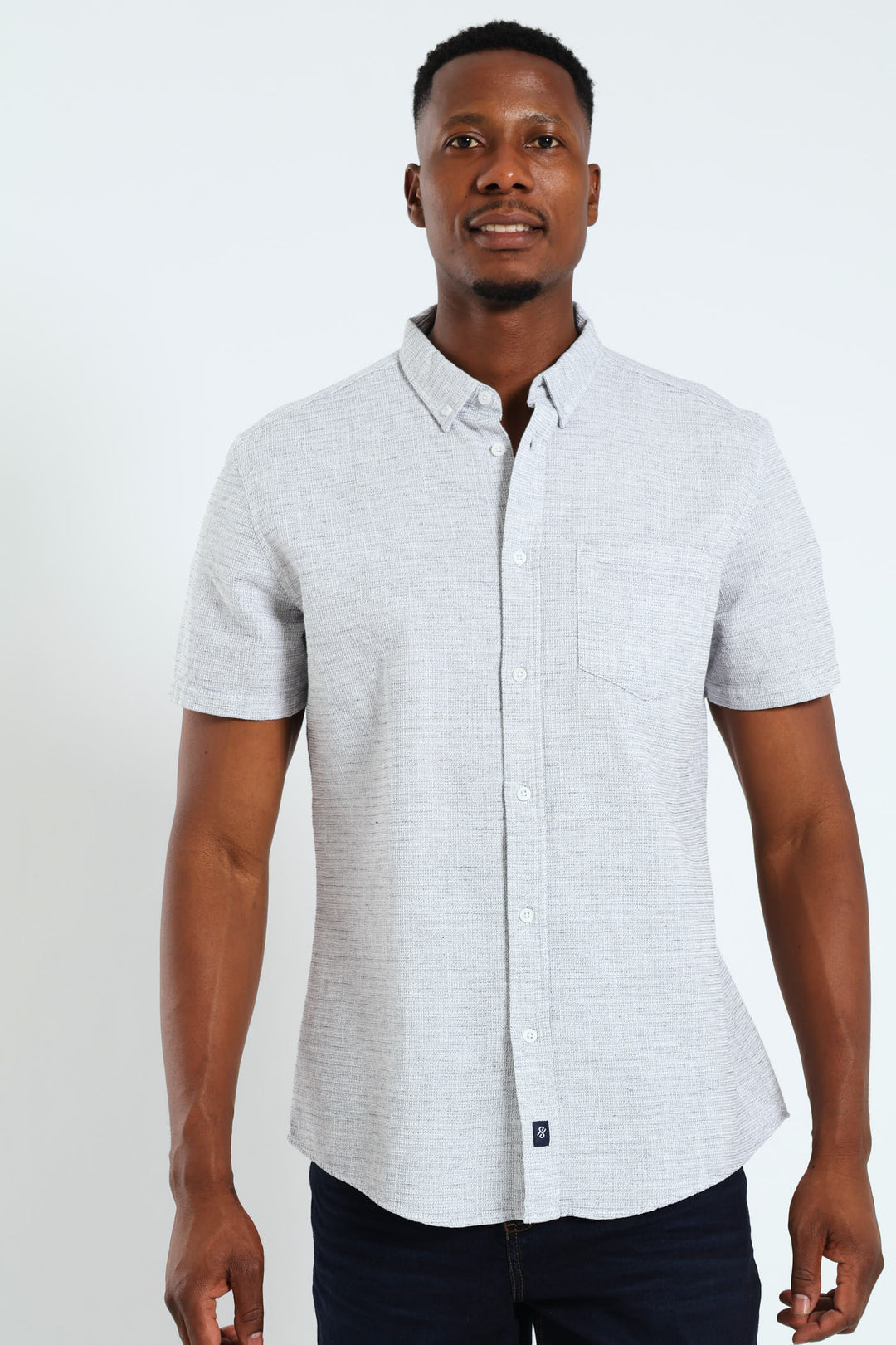 Plain Dobby Shirt - Navy/White