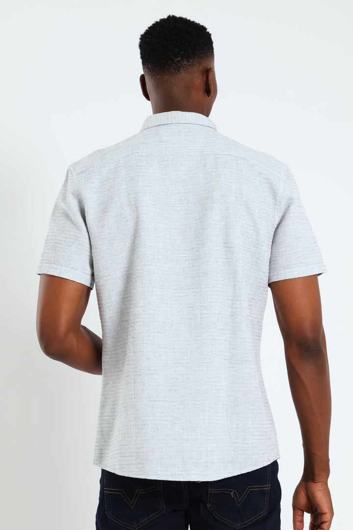 Plain Dobby Shirt - Navy/White