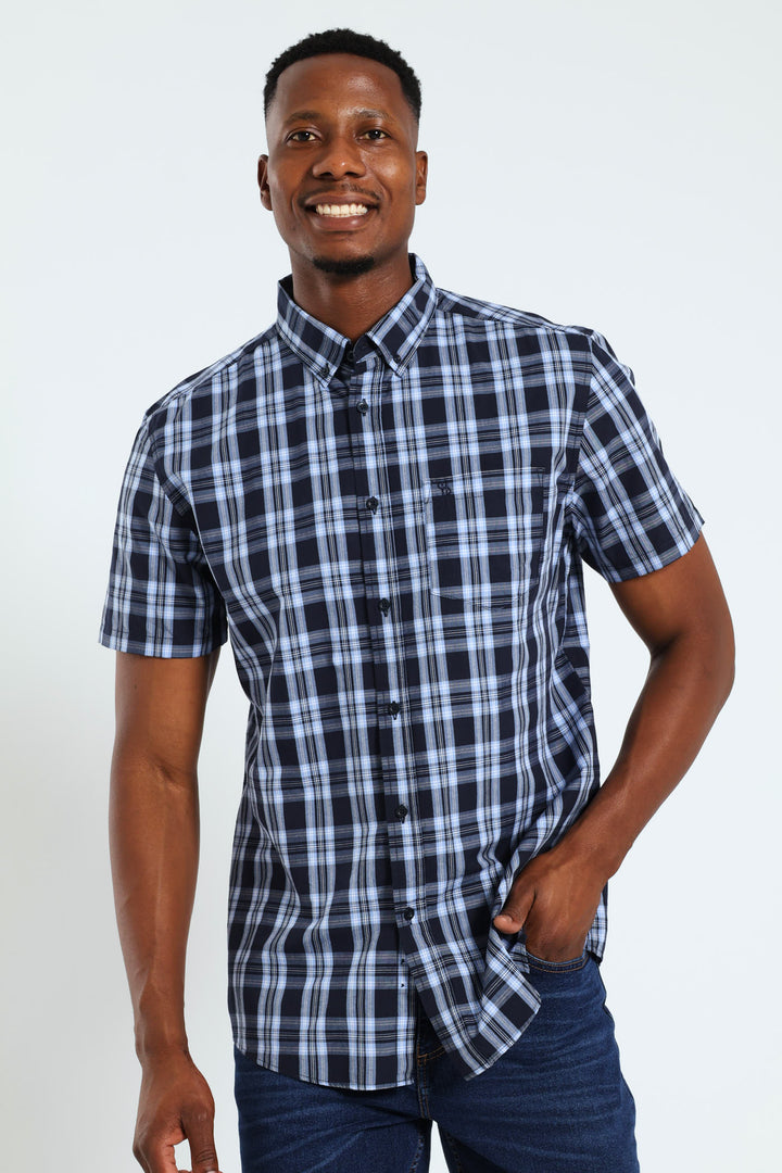 Check Button Down Shirt - Navy