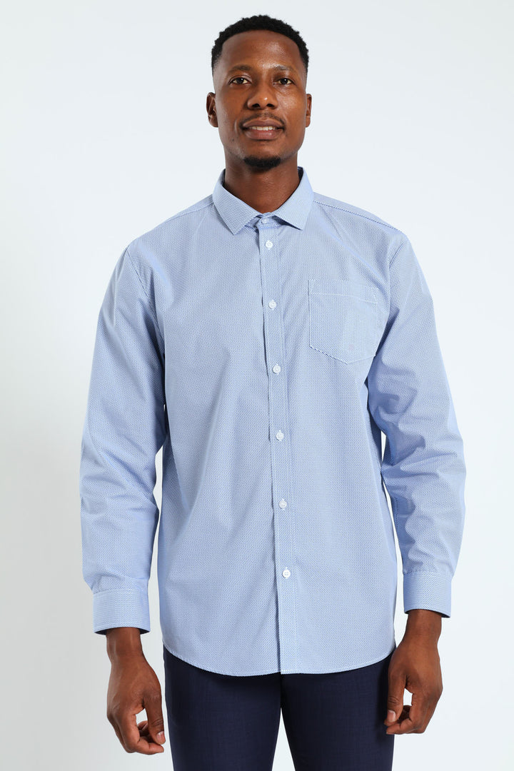 Two Tone Check Shirt - White/Blue