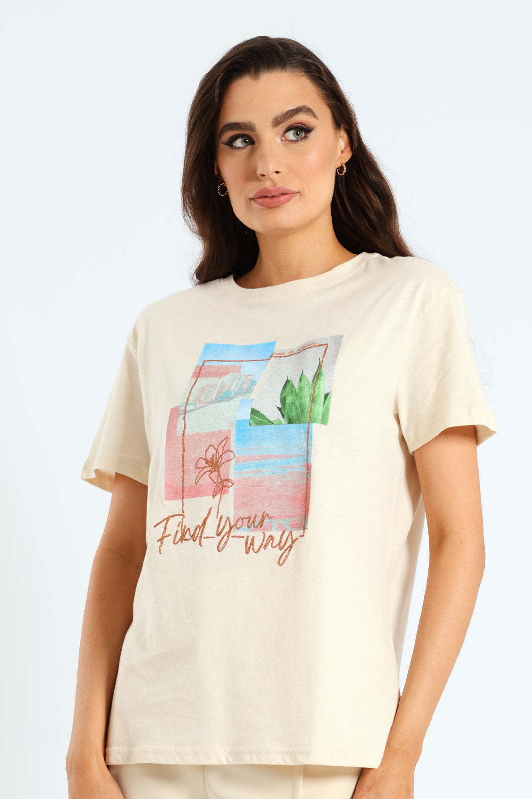 Find Your Way Postcard Tee - Sand