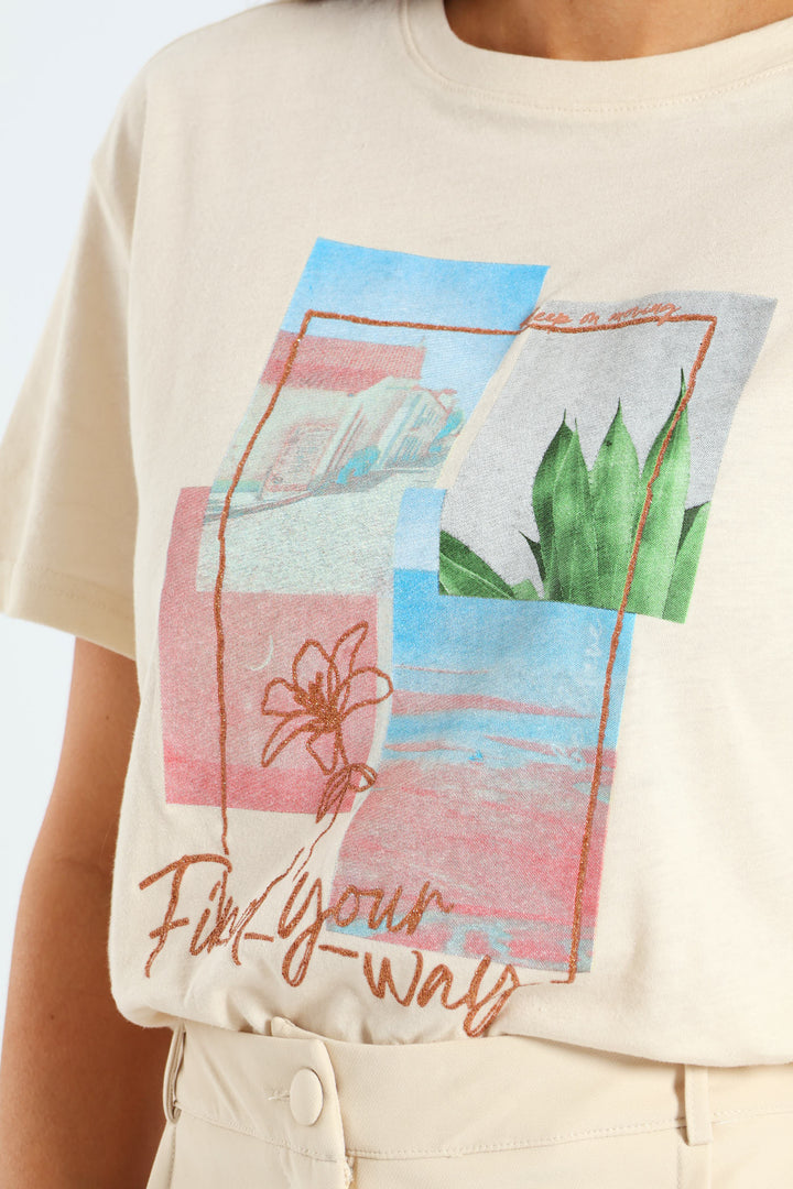 Find Your Way Postcard Tee - Sand