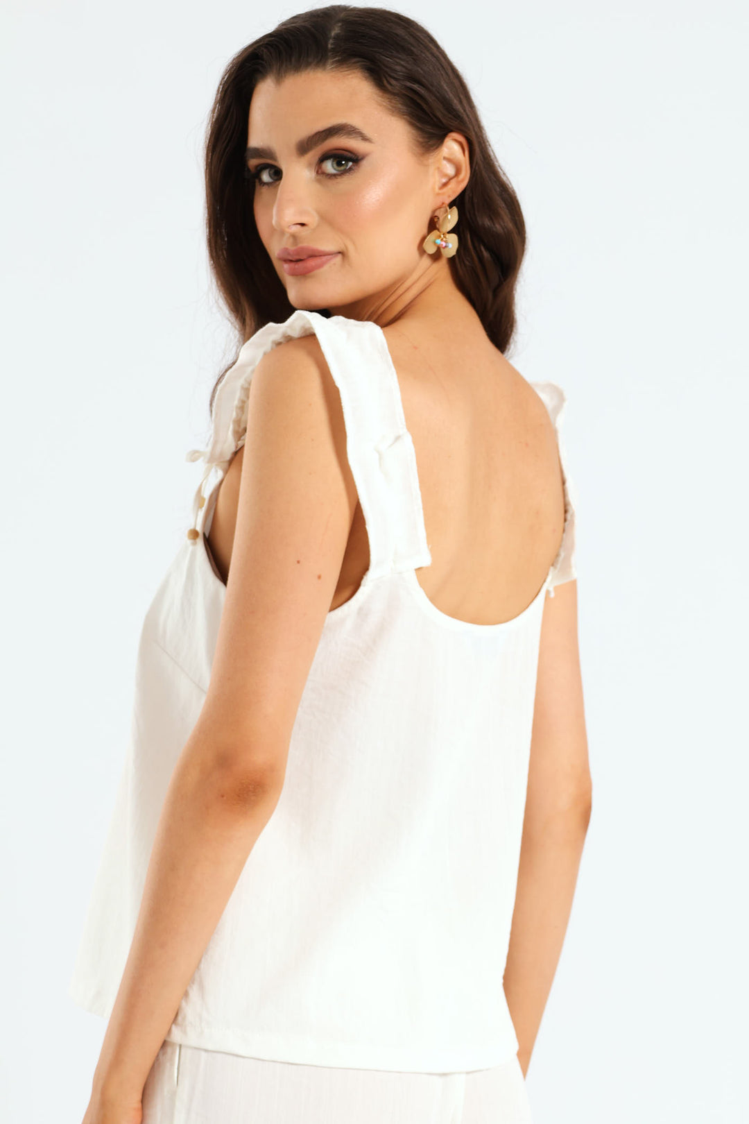 Frill Strap Cami Top - Off White