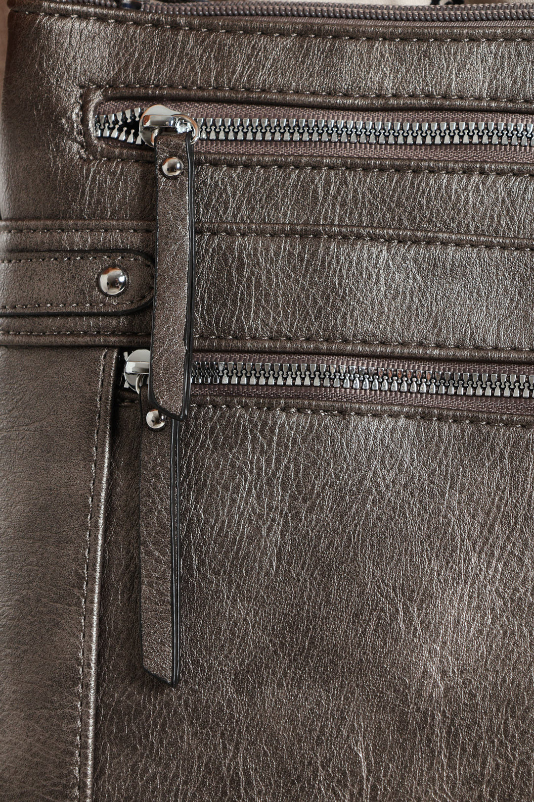 Zip Detail Cross-body Bag - Pewter