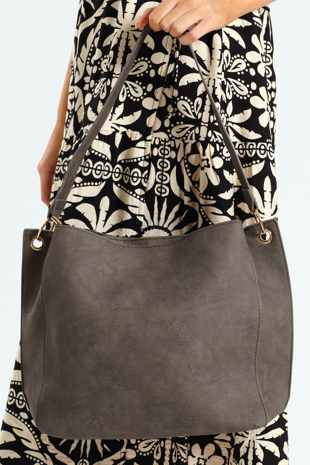 Front Pocket Shoulder Bag - Grey