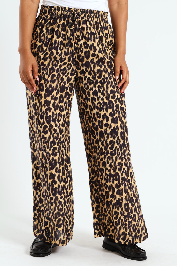 Leopard Print Pant - Beige