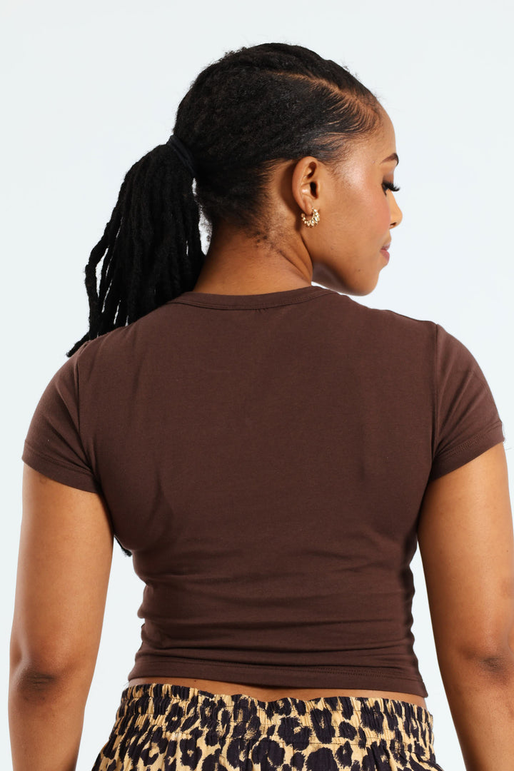 Cherry Baby Tee - Brown