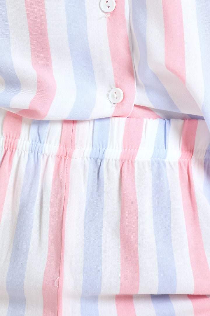 Button Through Stripe Short Set