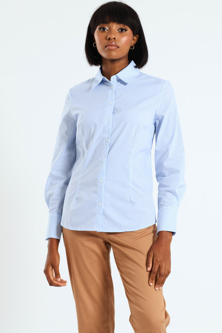 Classic Formal Stripe Shirt - Light Blue