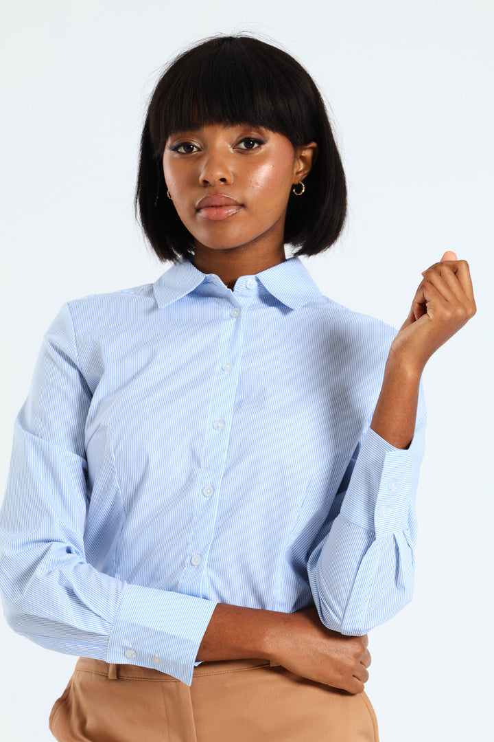 Classic Formal Stripe Shirt - Light Blue