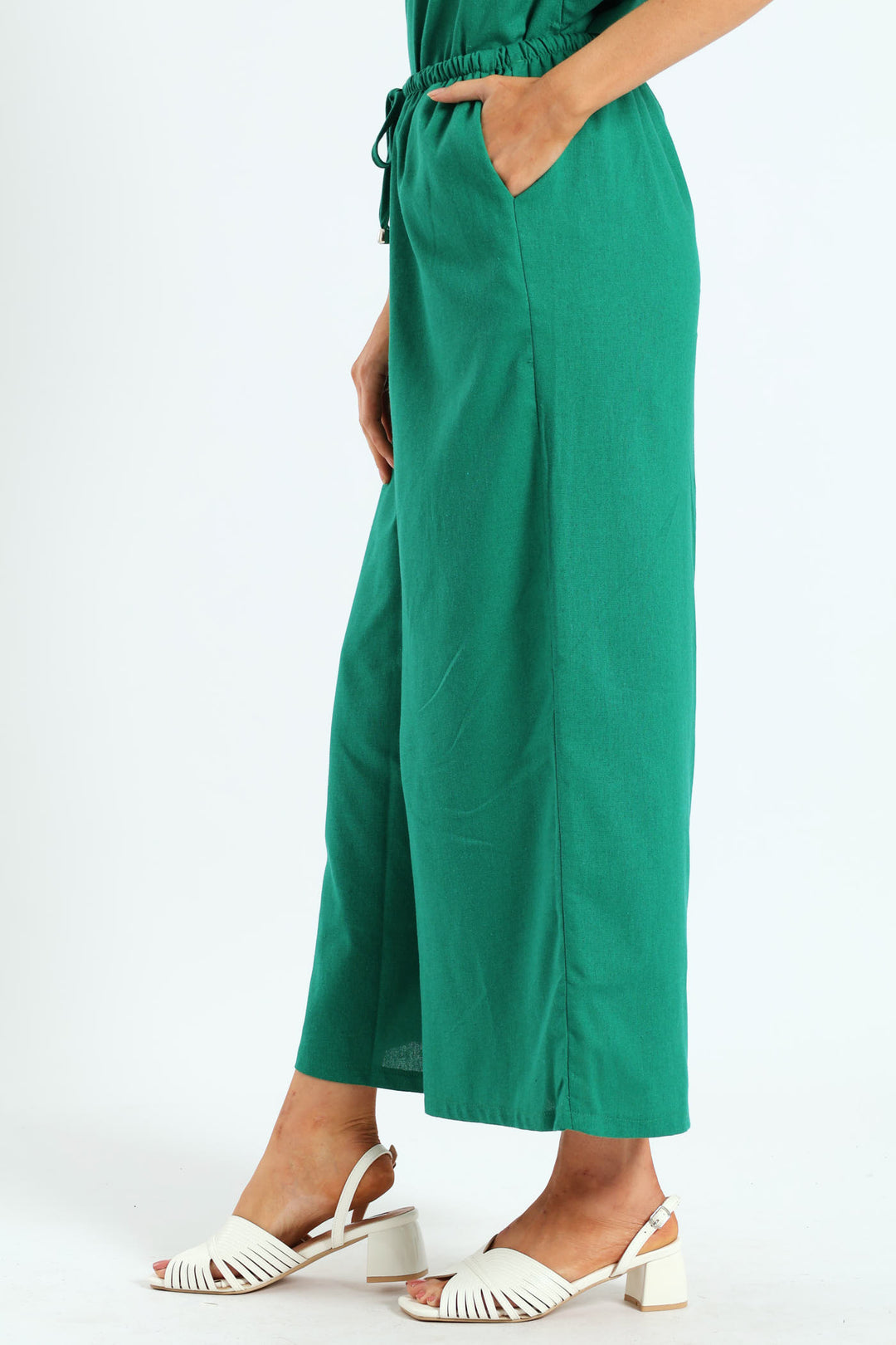 Pull On Drapey Capri Pants - Meadow Green