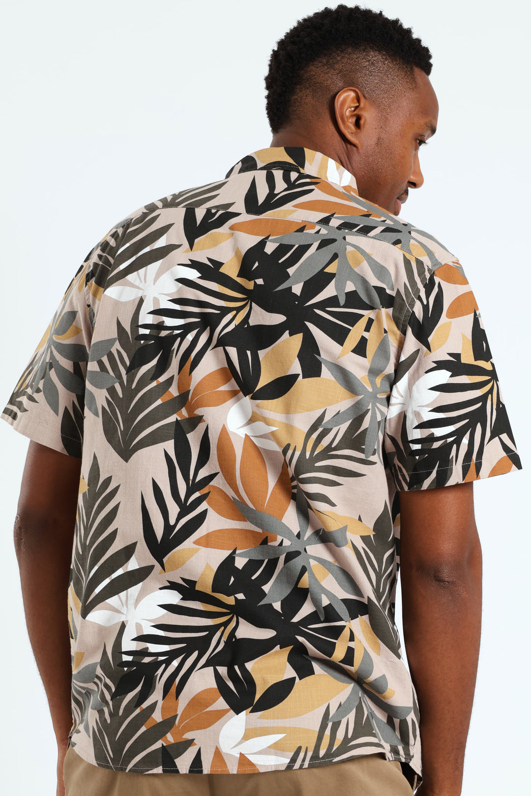 Leaf Print Shirt - Light Stone