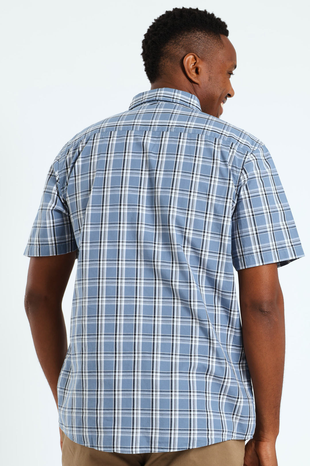 Button Down Check Shirt - Steel Blue