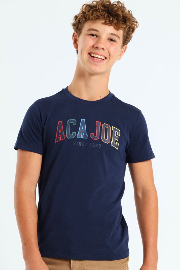 Boys Applique Tee - Navy