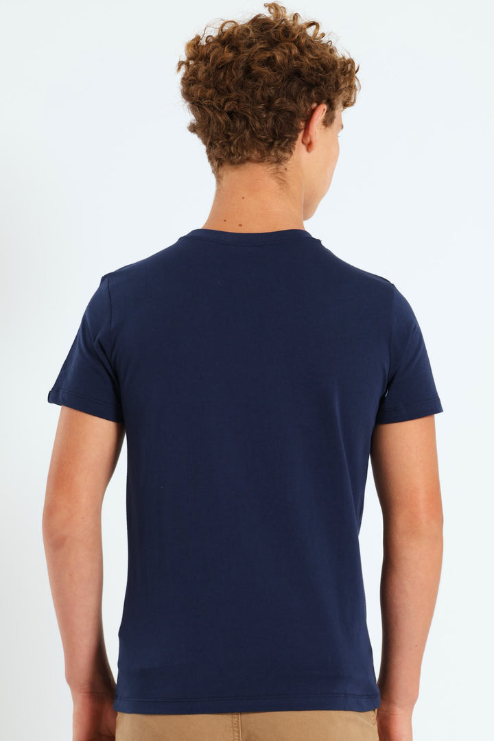 Boys Applique Tee - Navy