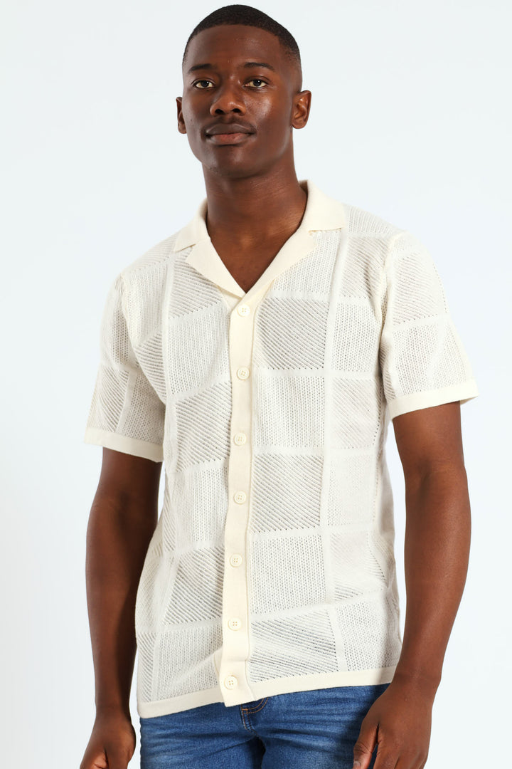 Resort Crochet Knit Shirt - Off White