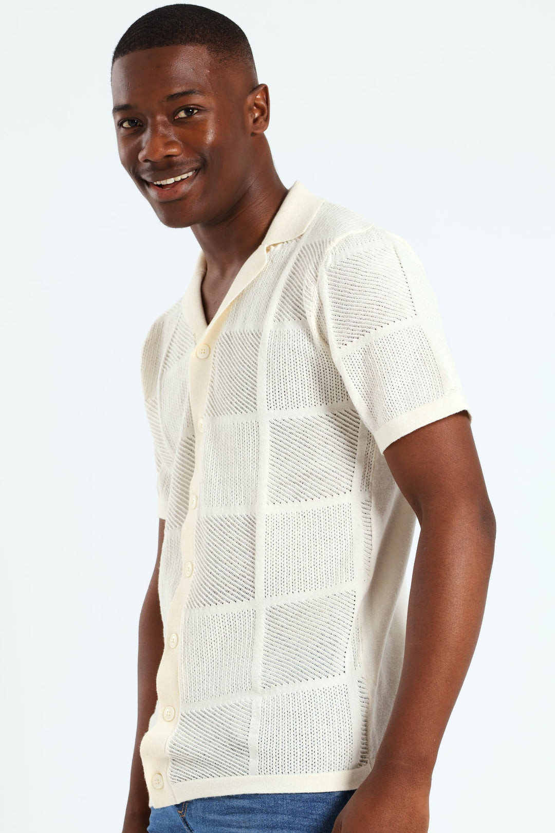 Resort Crochet Knit Shirt - Off White