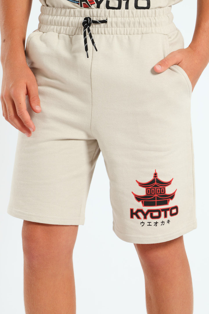 Boys Dragon Shorts - Stone