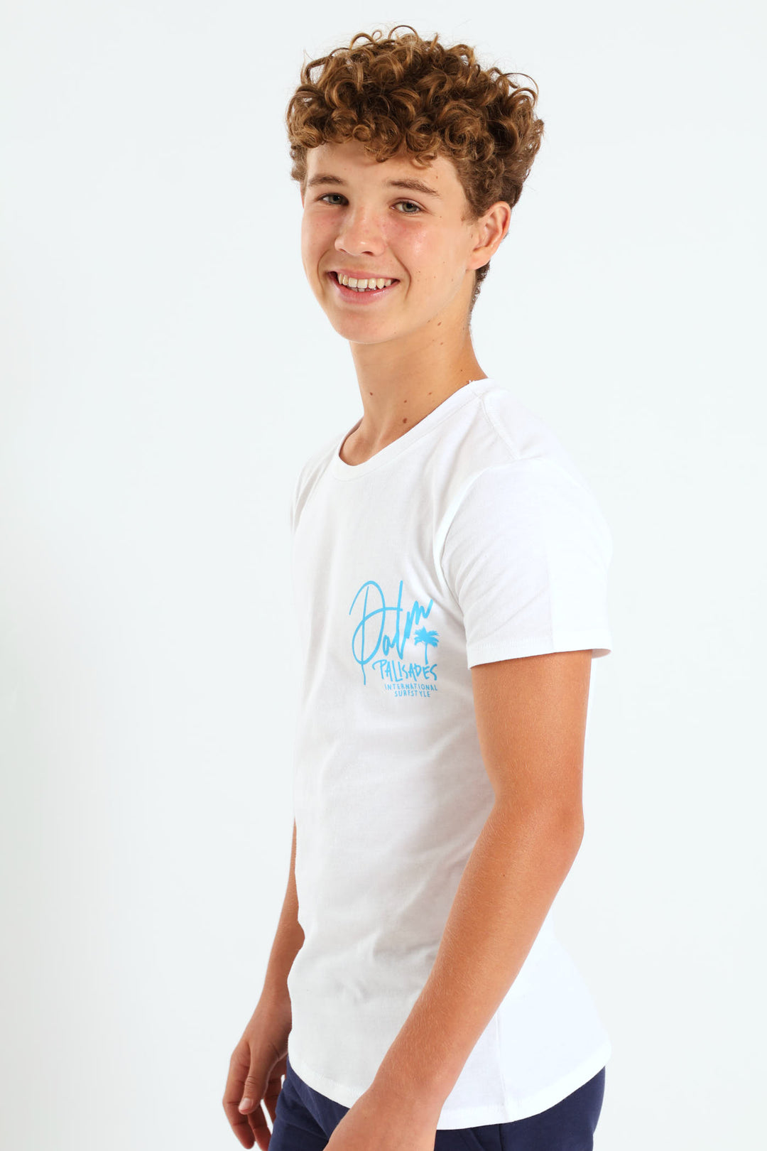 Boys Palm Springs Back Print Tee - White