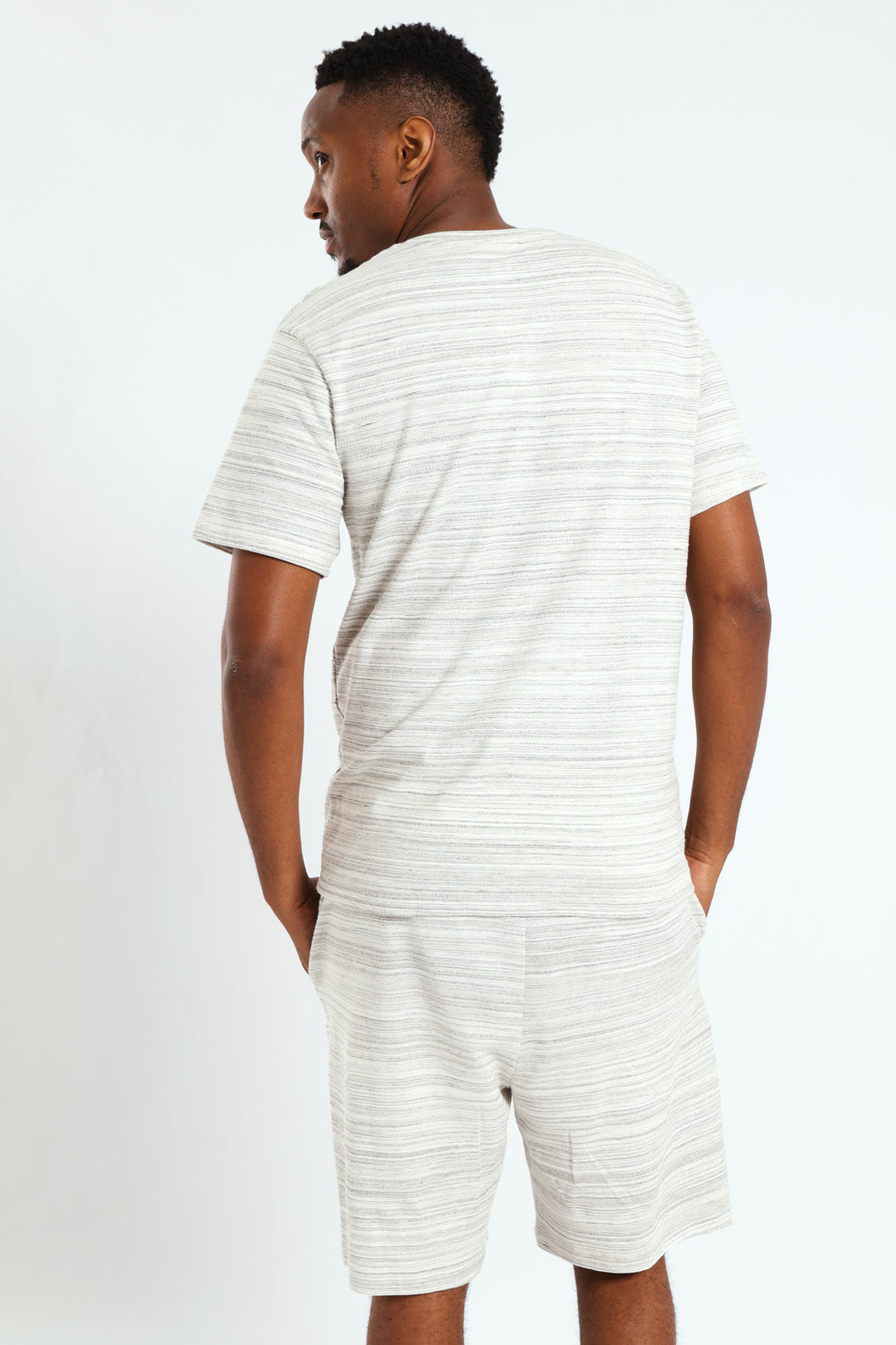 Surface Interest Tee & Shorts PJ Set - Stone