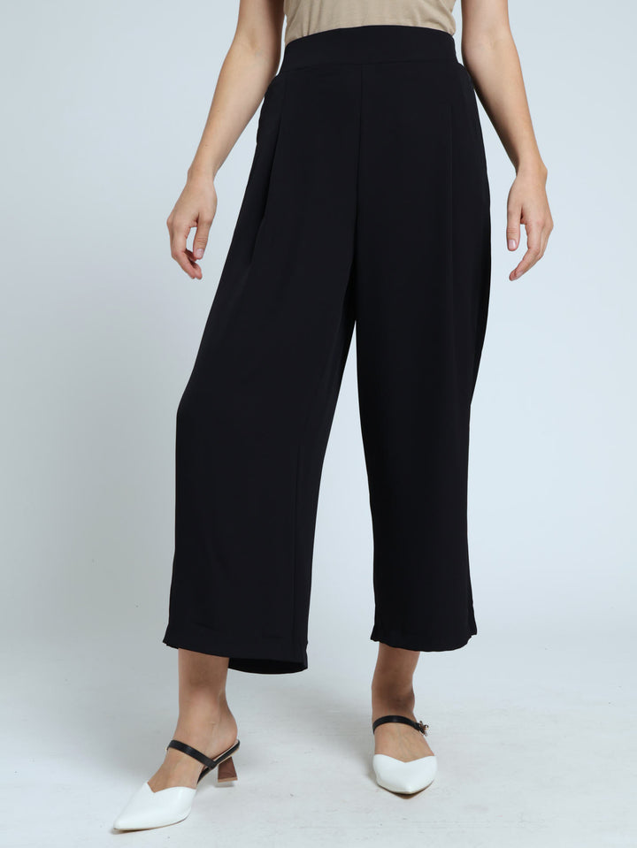 Wide Leg Culotte Pant - Black