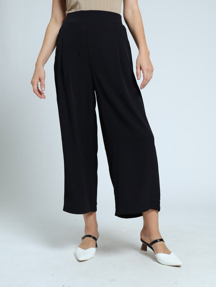 Wide Leg Culotte Pant - Black