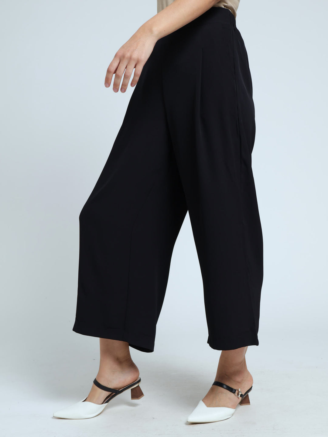 Wide Leg Culotte Pant - Black