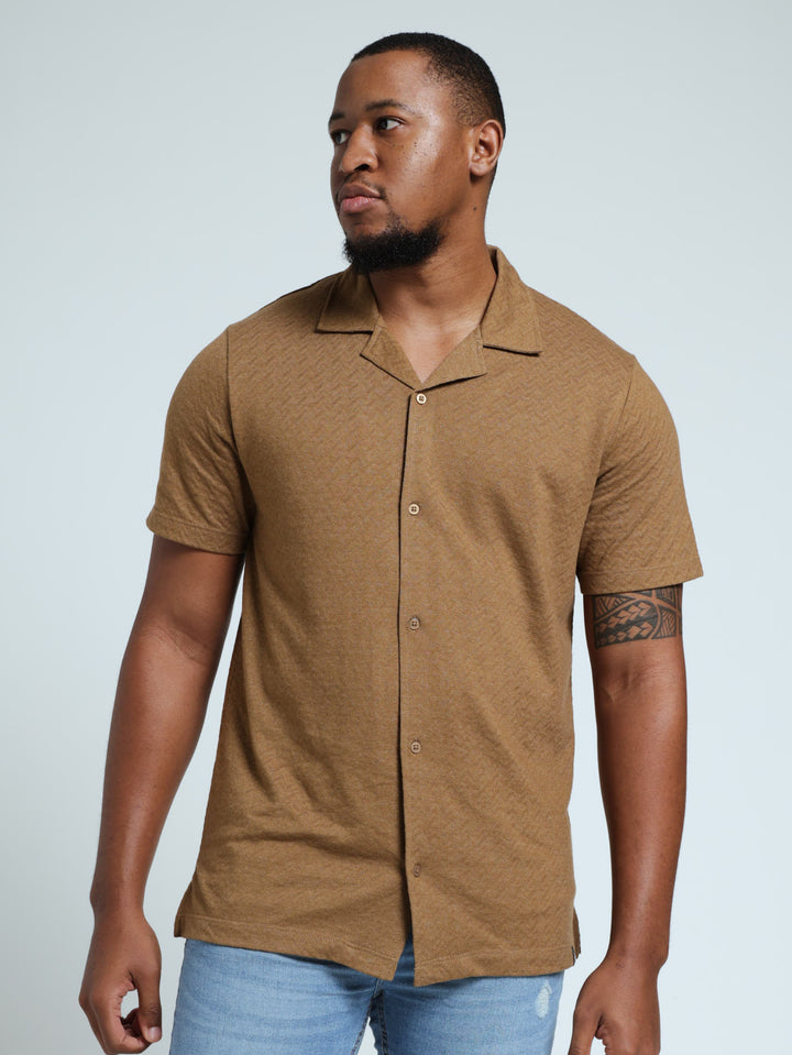 Wave Peak Knit Shirt - Khaki