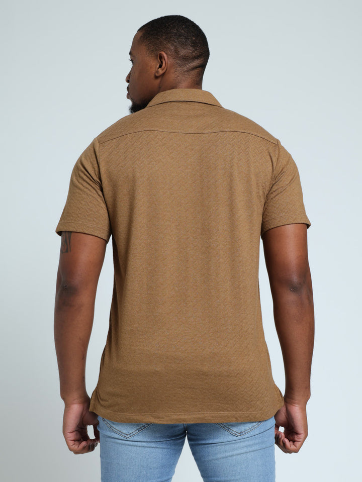 Wave Peak Knit Shirt - Khaki