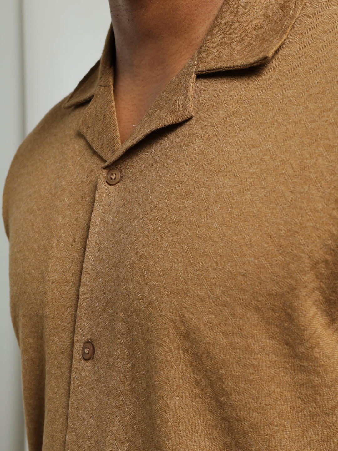 Wave Peak Knit Shirt - Khaki