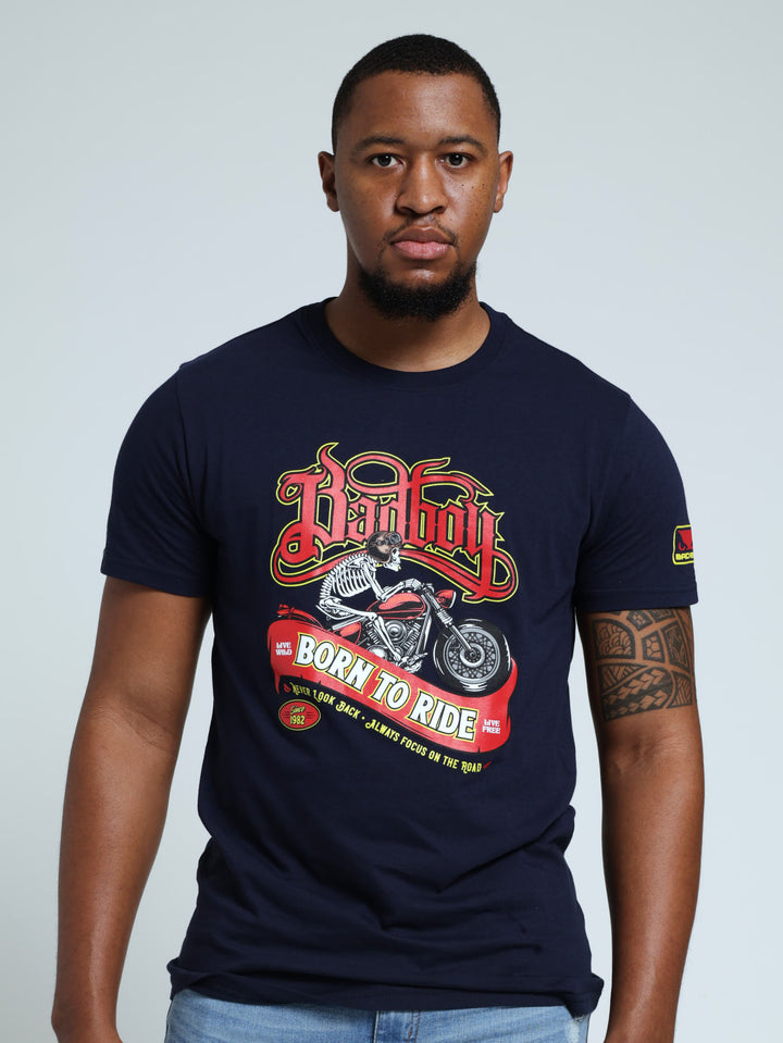 Born Biker Tee - Navy