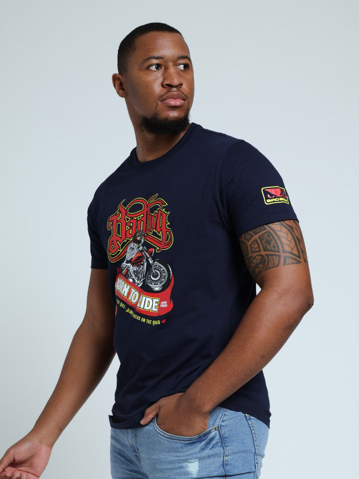 Born Biker Tee - Navy